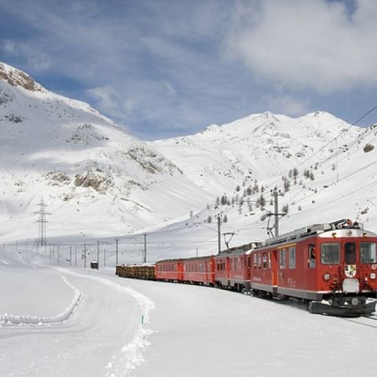 Bernina Train And St. Moritz